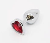 Love In Leather Metal Butt Plug With Heart Gem Red - Small - Butt Plugs